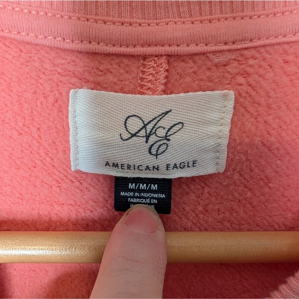 American Eagle Pink Crewneck Sweatshirt Drop Shoulder Vented Hem M - Picture 3 of 8